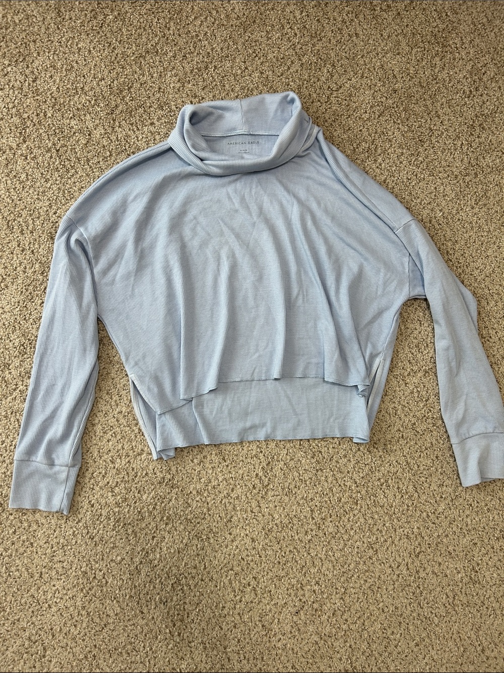 American Eagle Outfitters Light Blue Cropped Turtleneck Sweater